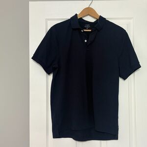 J. Crew Flex Pique Polo Shirt Mens Med Blue Untucked Cotton Preppy Short Sleeve